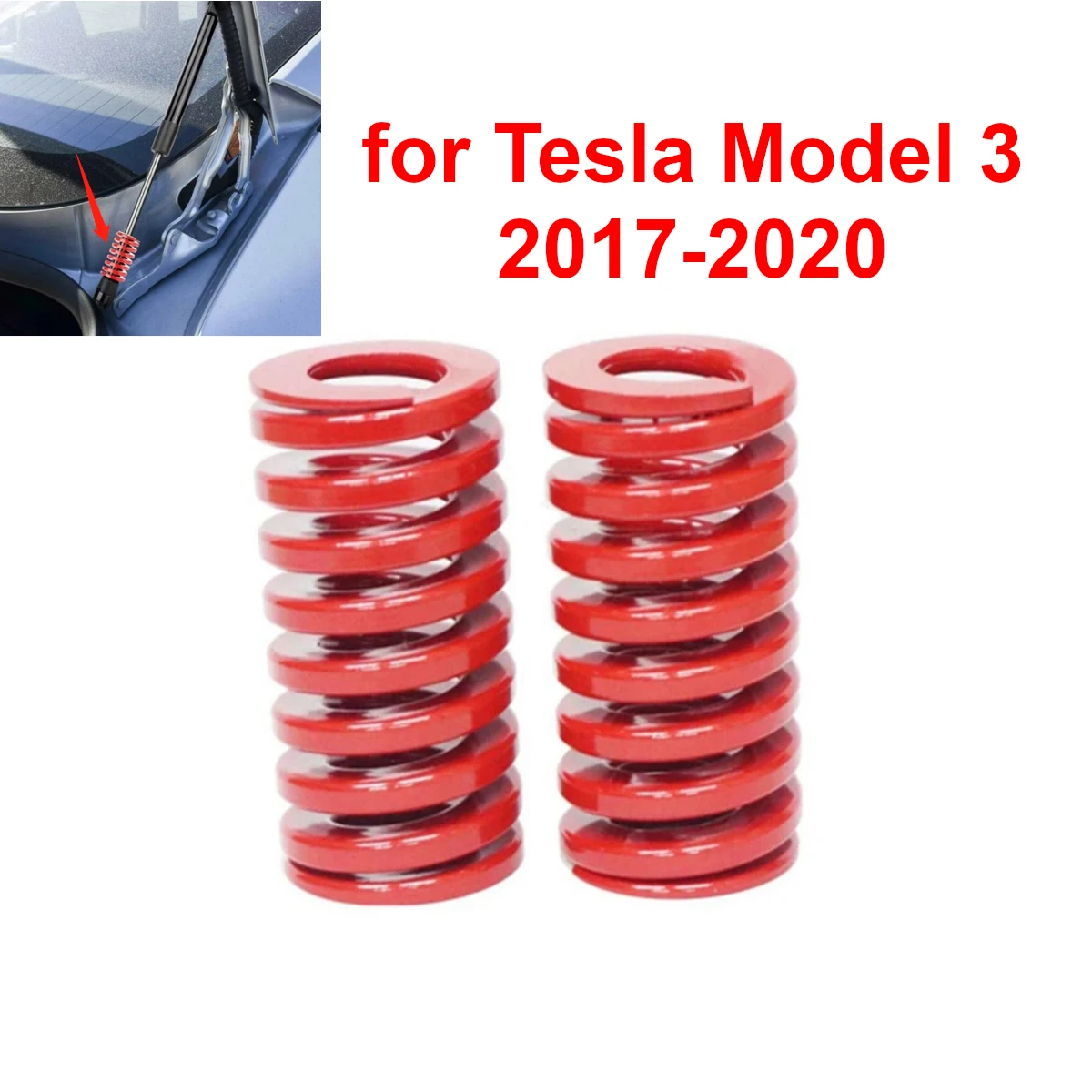 OD 25mm Spiral Stamping Compression Spring for Rear Trunk Tailgate Strut Support Red for Tesla Model 3 2017-2021