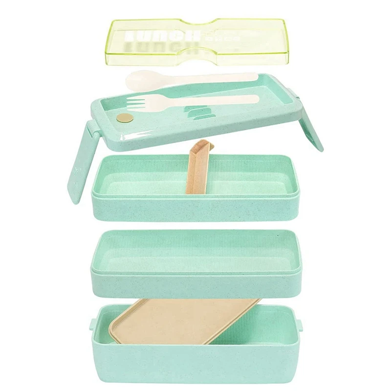

Lunch Box Stackable 3-Layer Compartment Bpa Free Food Storage Container for School with Built-in Tableware
