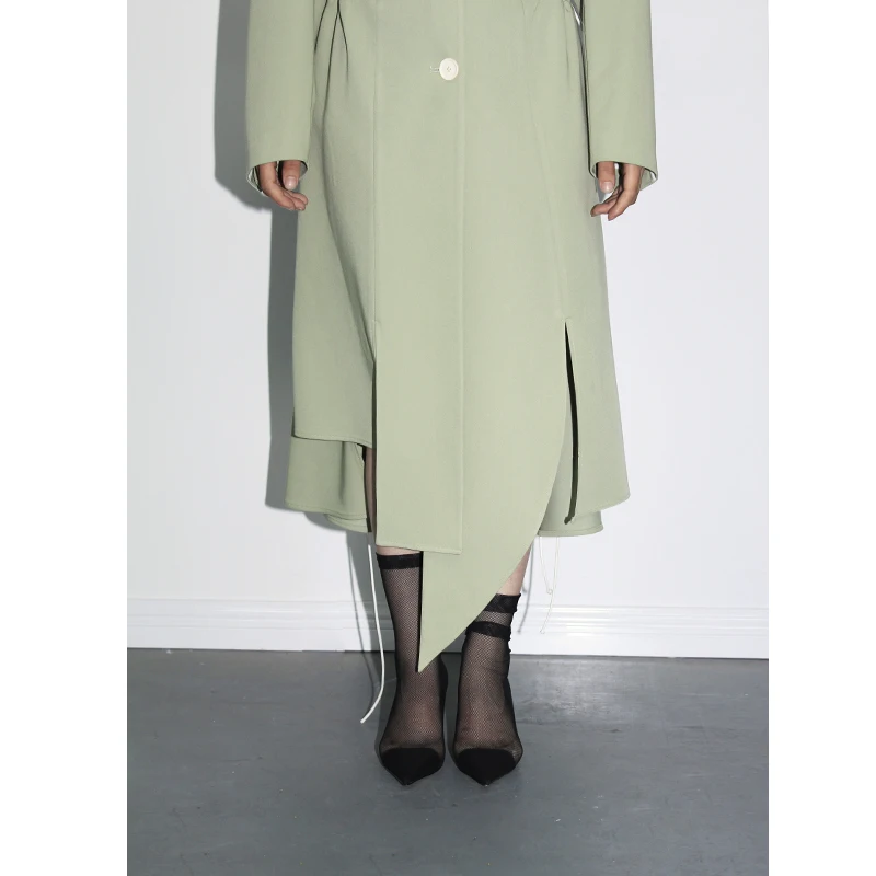 IRINAL02 FW коллекция выдалбливают Асимметричный длинный плащ для женщин