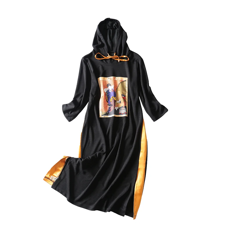 2019 Новое офисное женское платье с принтом три четверти длиной до колена