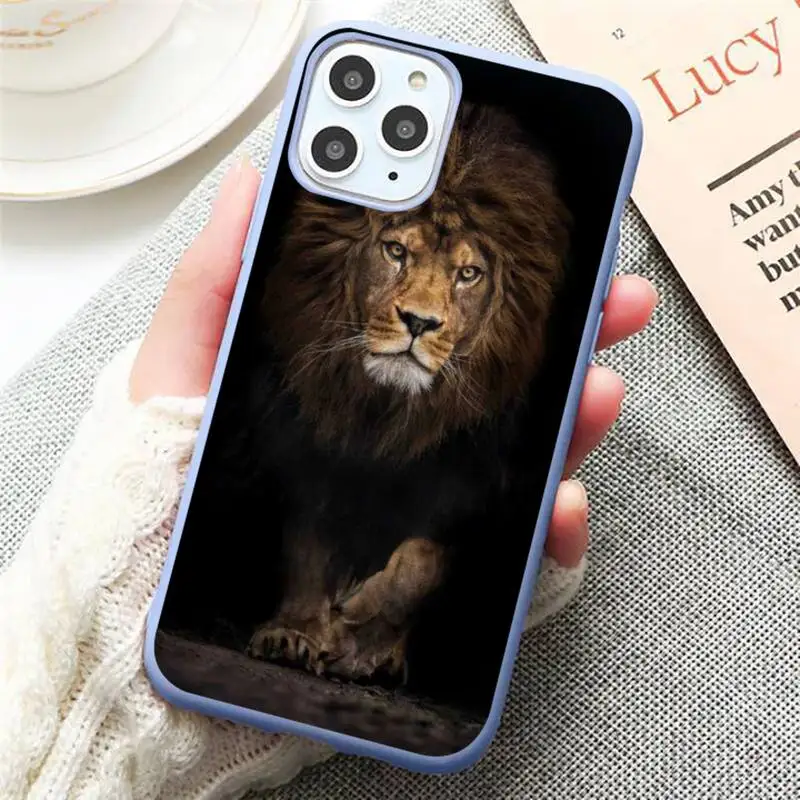 

animal Mighty lion Interesting black Phone Case Candy Color for iPhone 11 12 mini pro XS MAX 8 7 6 6S Plus X SE 2020 XR