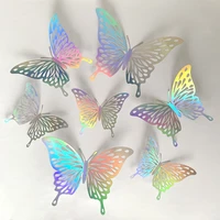 12pcsset 3d wall stickers laser hollow butterfly for room decor diy cardboard butterfly stickers home decor