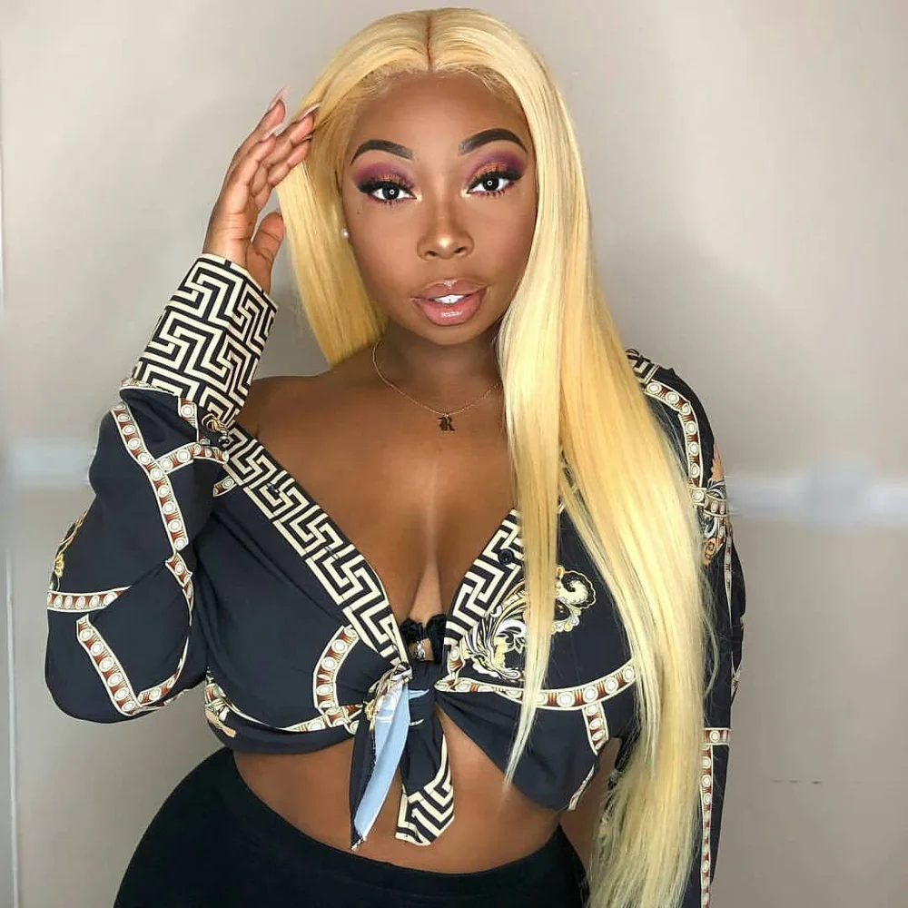 613 медовый блонд Remy бразильские Прямые кружевные передние человеческие волосы