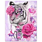 Алмазная 5D картина сделай сам, набор для алмазной вышивки с розами, цветами, тигром, птицами, круглыми стразами, мозаика с животными, украшение для дома