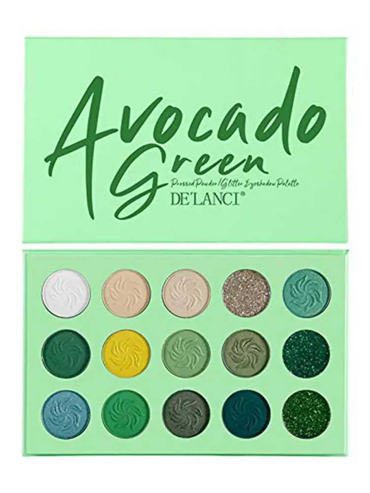 Avocado Green Eye Shadow Palette 15-color матовые мерцающие блестки Макияж Косметика стойкие тени