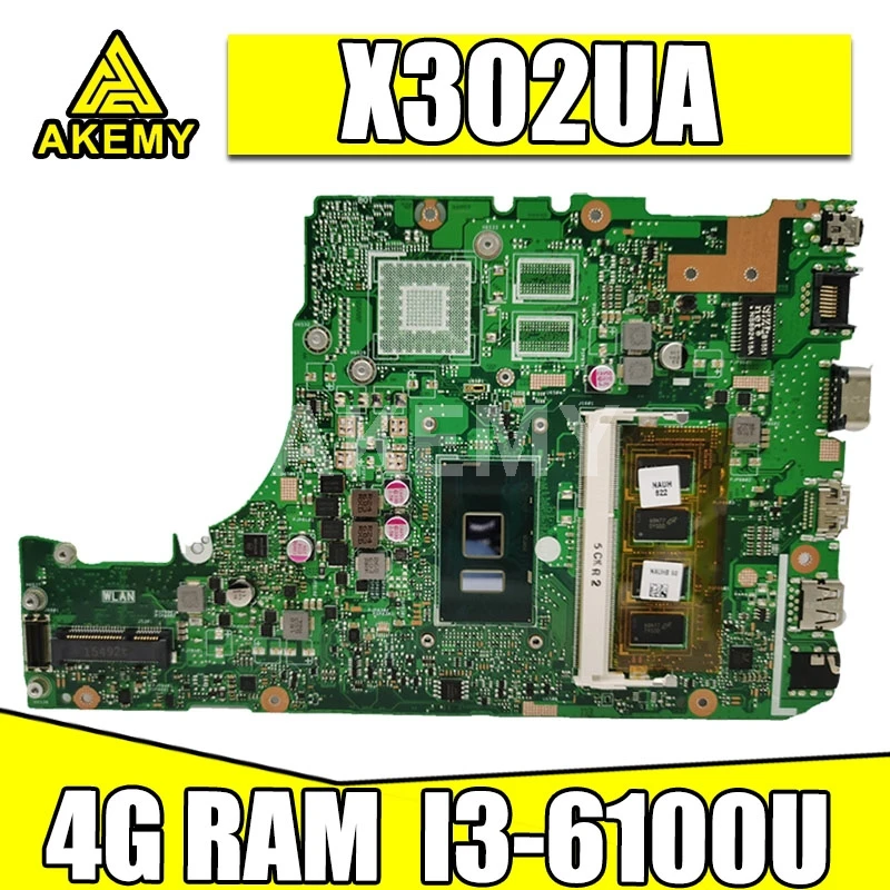 

X302UA_UJ Материнская плата ноутбука для ASUS X302UA X302UJ X302UV оригинальная материнская плата на борту 4GB-RAM I3-6100U GM