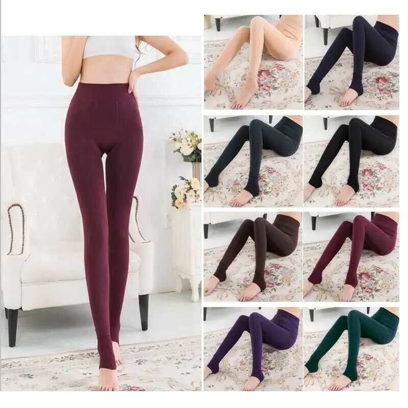 

Women's Ski Breathable Women's Thick Wool High Waist Lining Leggings Winter Warm Stretch Bodybuilding Elastic Soft Yoga Pants