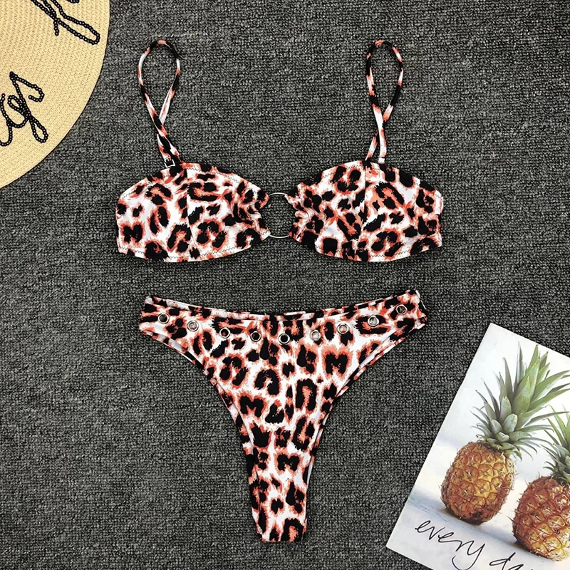 

Leopard High Sexy Waist Bikini Swimwear Women Swimsuit Thong Bikini Set Brazilian Bathing Suit Swimming for maillot de bain
