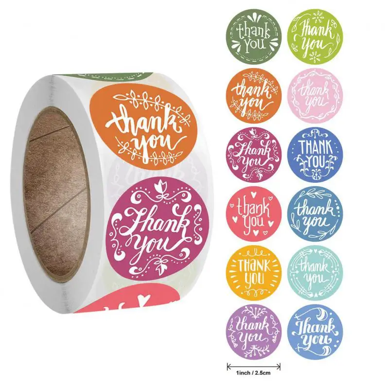 

Colorful Thank You Stickers 500pcs Paper Adhesive Sticker Labels for Business Order Handmade Wedding Gift Decor Envelope Seals