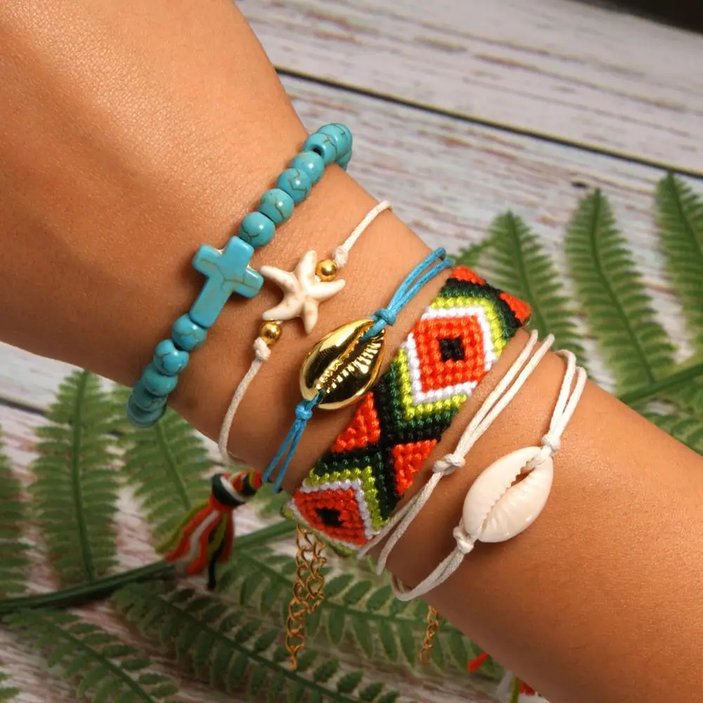 BRAVEKISS 22 Цвета Vsco оболочки браслеты "Joyas" Комплект для друзья ручной river dale Boho Femme Богемные аксессуары BPB0517 - Окраска металла: 19