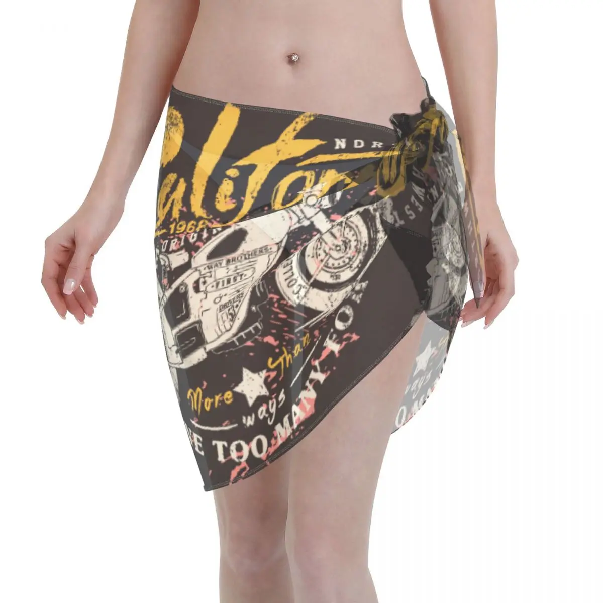 

Sexy Women Beach Swimwear Pareo Scarf Cover Up Wrap Kaftan Sarong Beach Wear Vintage Motorcycle Bikinis Cover-Ups Skirts