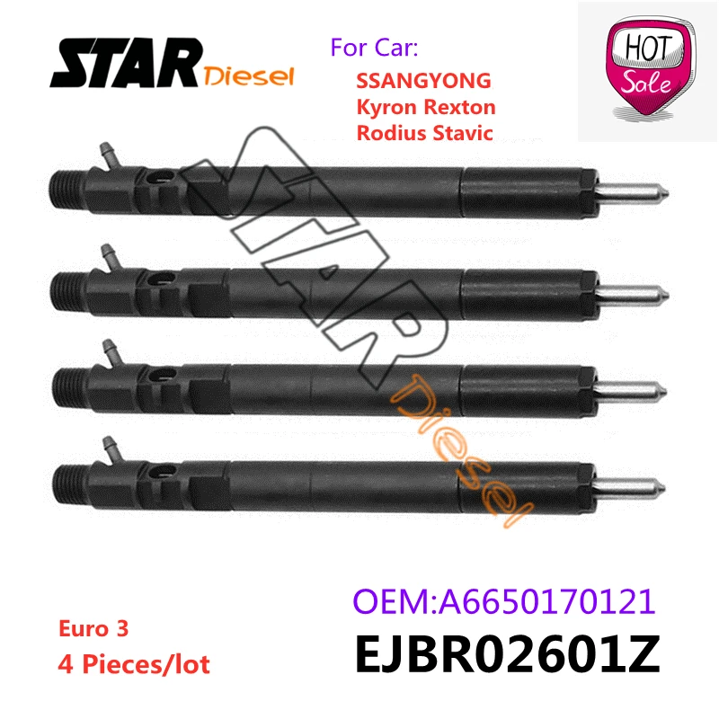 

4 Pieces/lot Common Rail Injector EJBR02601Z OEM A6650170121 For SSANGYONG Kyron Rexton Rodius Stavic D27DT Euro 3