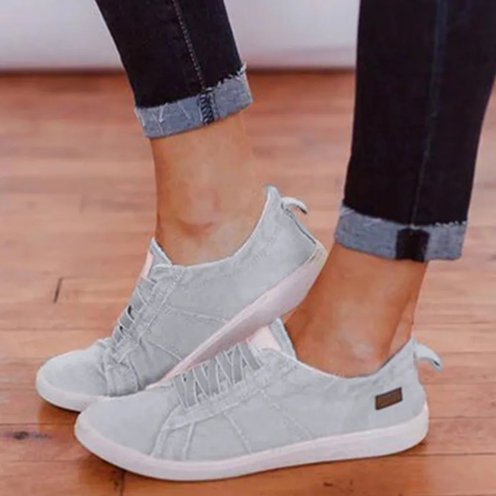 Осенние лоферы парусиновые Женские Повседневные слипоны на плоской подошве для