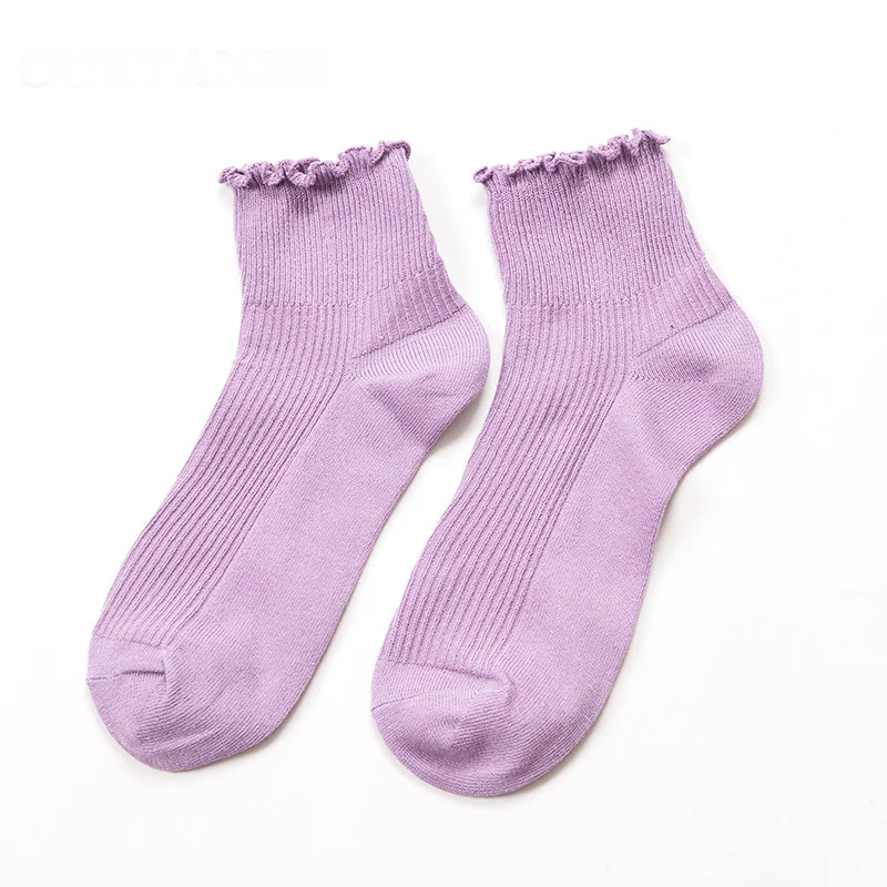 Новые модные весенне летние носки тонкие однотонные хлопковые с декоративной