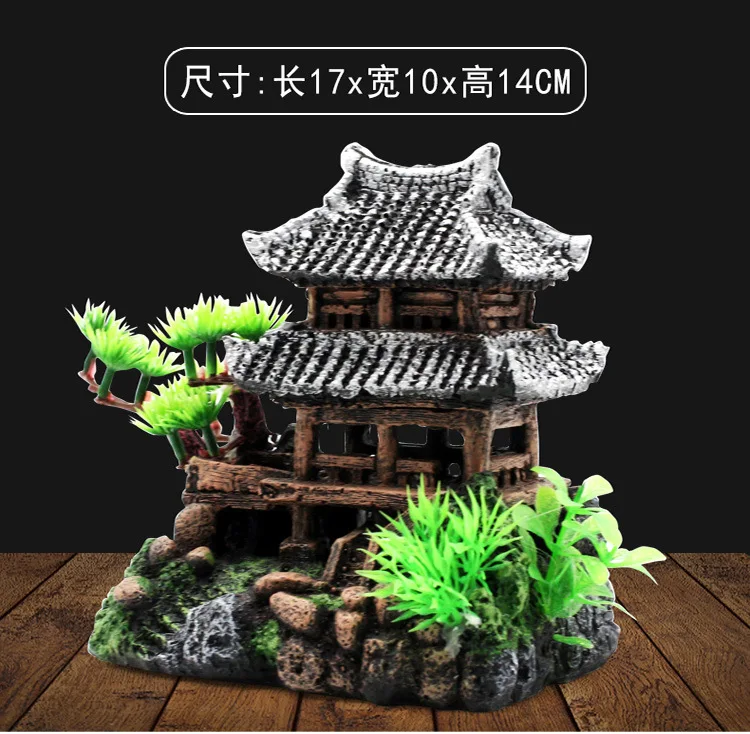 Аквариум Ландшафтный rockery Декорации для аквариума Ландшафтный набор rockery house Jiangnan hut в Статуэтки-здания