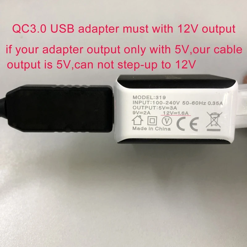 QC3.0 USB to 3.5/4.4/5.5mm 12V 1.5A Step-up Converter Power Supply Cable for WiFi Router Speaker Camera LED Lamp Fan images - 6