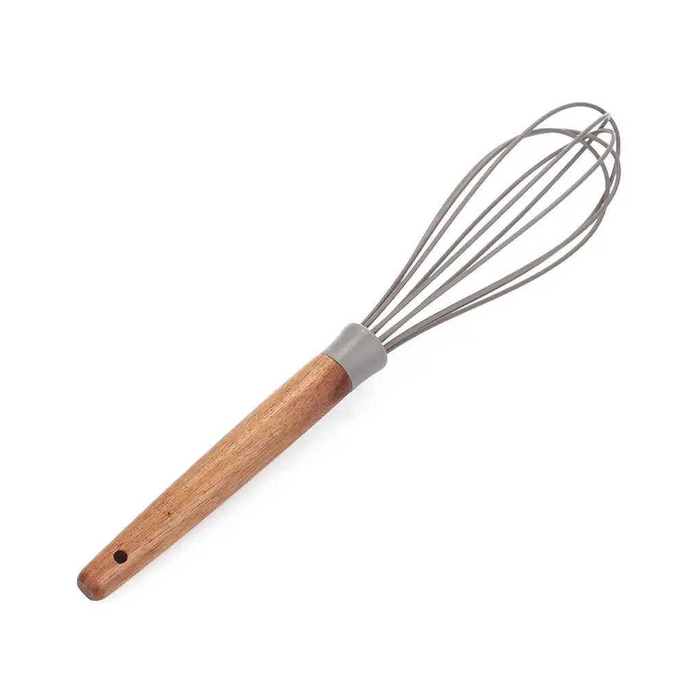 

Heat Resistant Wooden Handle Hotel Cooking Utensils Set Simple Silicone Kitchenware Chef Multifunction Durable Silicone Cooking