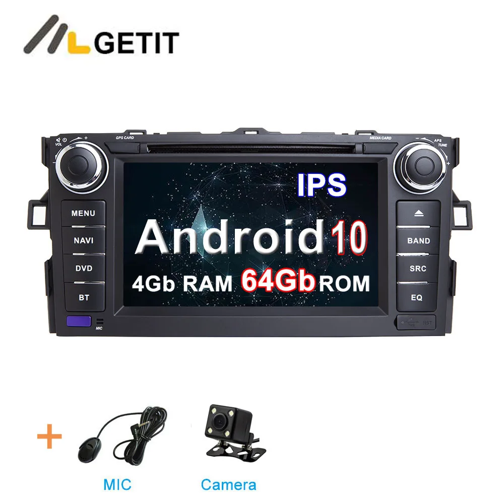 Android 10,0 Автомобильный DVD радио плеер стерео Gps для Toyota Auris(2008-2012) автомобильная навигация - Цвет: 4G CAMERA