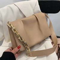 solid color leather handbags woman brand golden chain shoulder bags female simple square flap bag sac fashion messenger bag girl