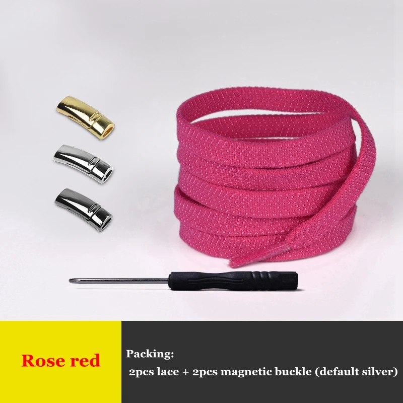 Rose red 1 пара магнитных шнурков, эластичные фиксирующие шнурки, креативные, быстро не завязываются, шнурки для обуви, для детей, взрослых, унисекс, кроссовки, шнурки для обуви - Цвет: Rose red
