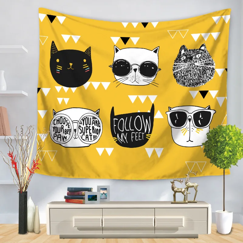 С животным принтом настенный гобелен с черно-белым фоном ткань всюду ковёр висит