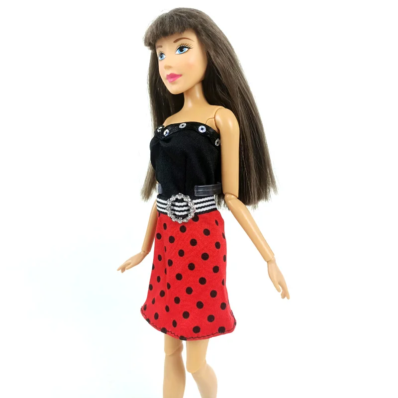 Red Polka Off Shoulder Short Skirts Mini Dress for Barbie Doll Outfits Clothes Evening Party Gown Dollhouse DIY | Игрушки и хобби