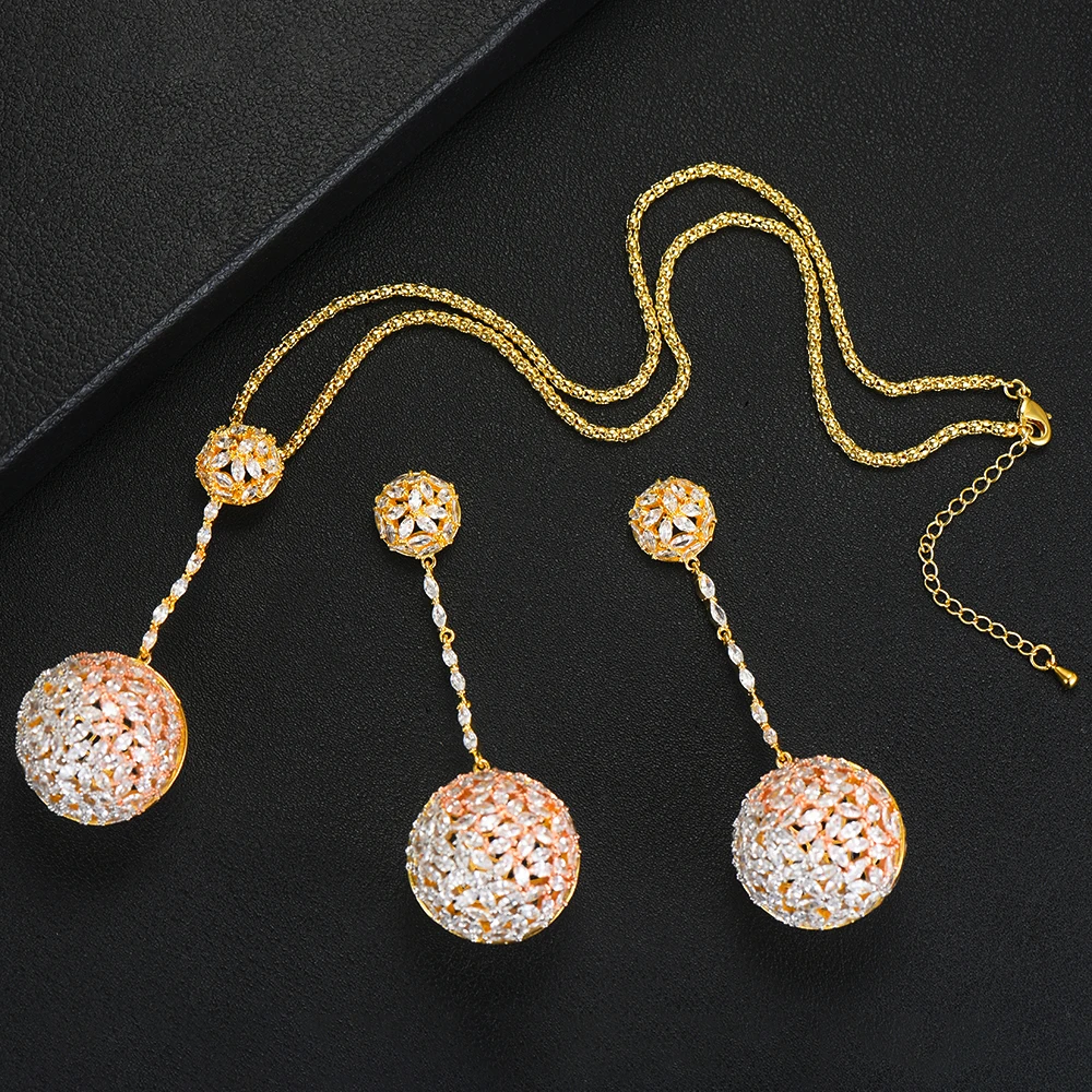 Роскошные комплекты украшений GODKI в нигерийском стиле с полым шариком ожерелье и