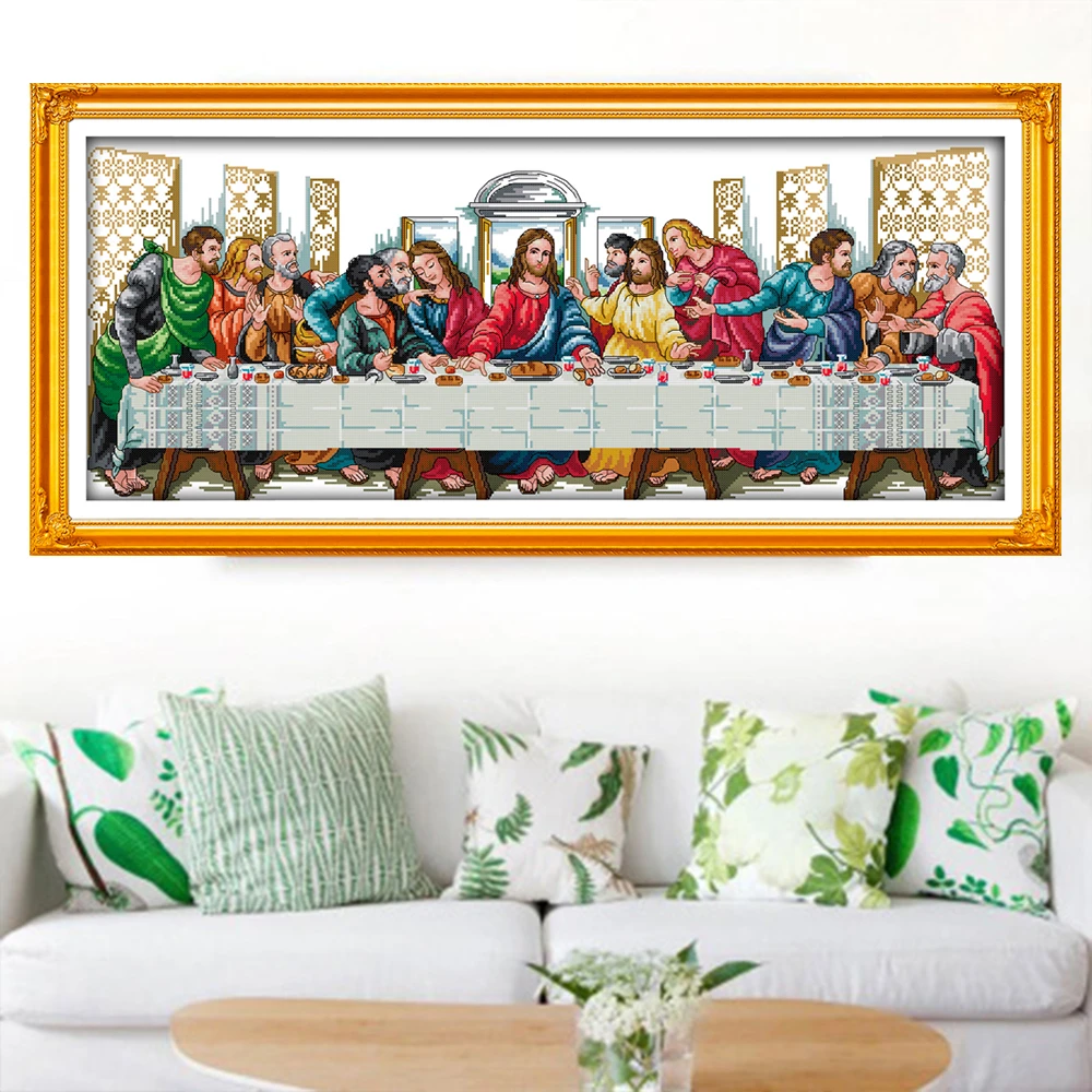 

HUACAN Набор для Тайной вечери с крестиком белая парусиновая вышивка Иисус религия рукоделие 11CT 14CT DIY подарок украшение для дома