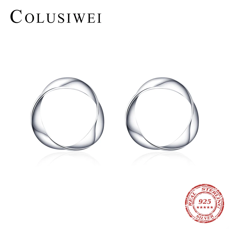 

Colusiwei 100% Real 925 Sterling Silver Geometric Wave Stud Earrings for Women Hypoallergenic Silver Fine Jewelry