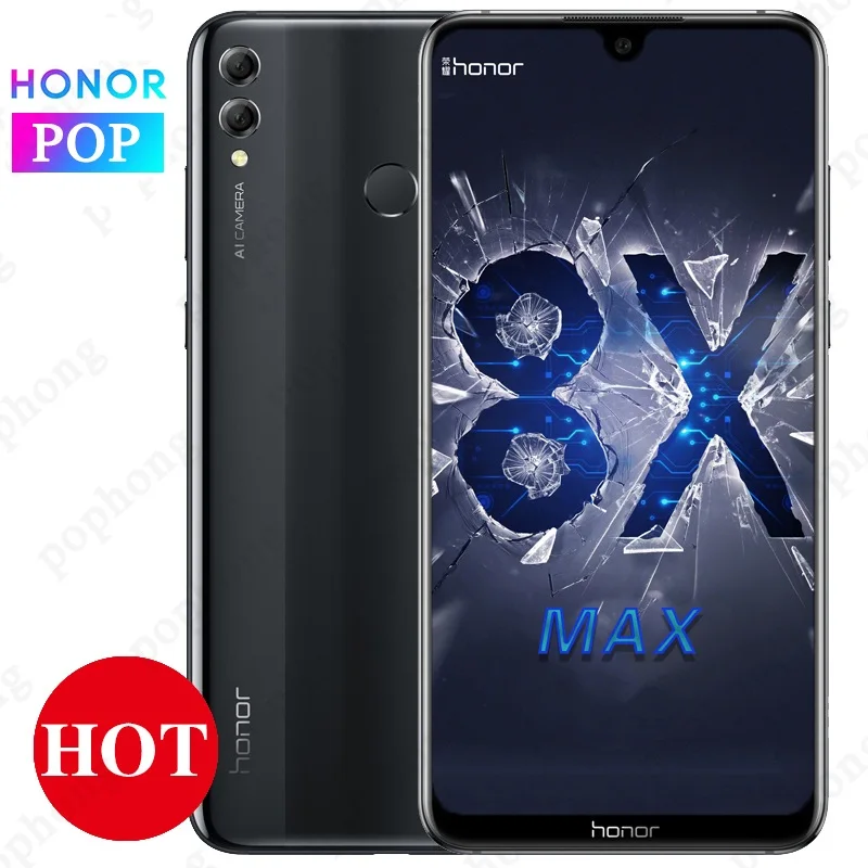 Мобильный телефон HONOR 8X Max, 7,12 дюймов, 6 ГБ, 64 ГБ, Восьмиядерный процессор Snapdragon 660, сканер отпечатков пальцев, 4900 мАч, 9V2A