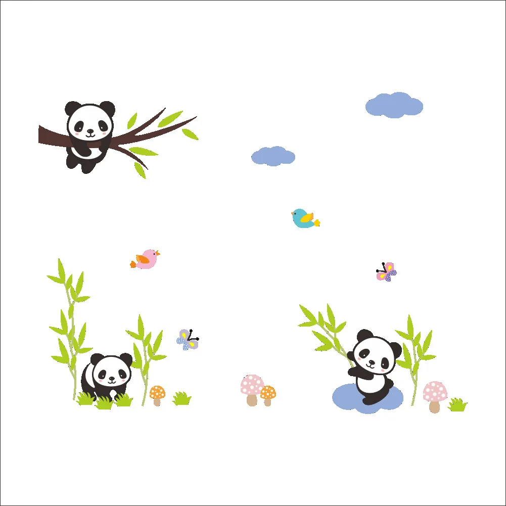 

Back Panda Bamboo 3D Three Dimensional Wallpaper Children's Room Kindergarten Bedroom Living Room Home Decoration Wall Sticker