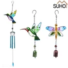 Милые колокольчики с колибри, окрашенные стеклом романтические колокольчики для мобильного телефона, патио, балкона, украшение для дома и сада, реалистичные Фотообои