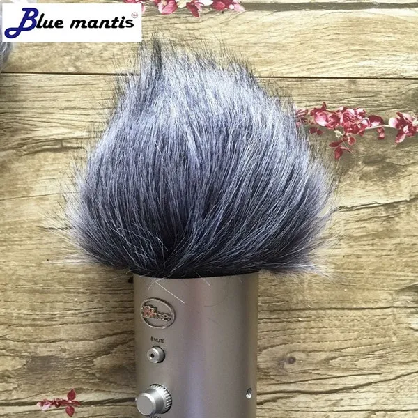 Deat cat Blue mantis Высокое качество открытый искусственный мех ветер микрофон крышка муфта щиток для ветрового стекла для синего yeti - Цвет: Серый