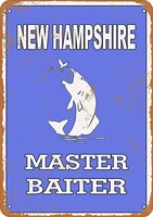 metal sign new hampshire bass fishing master bait home interior wall decoration vintage art metal sign 8x12 inches