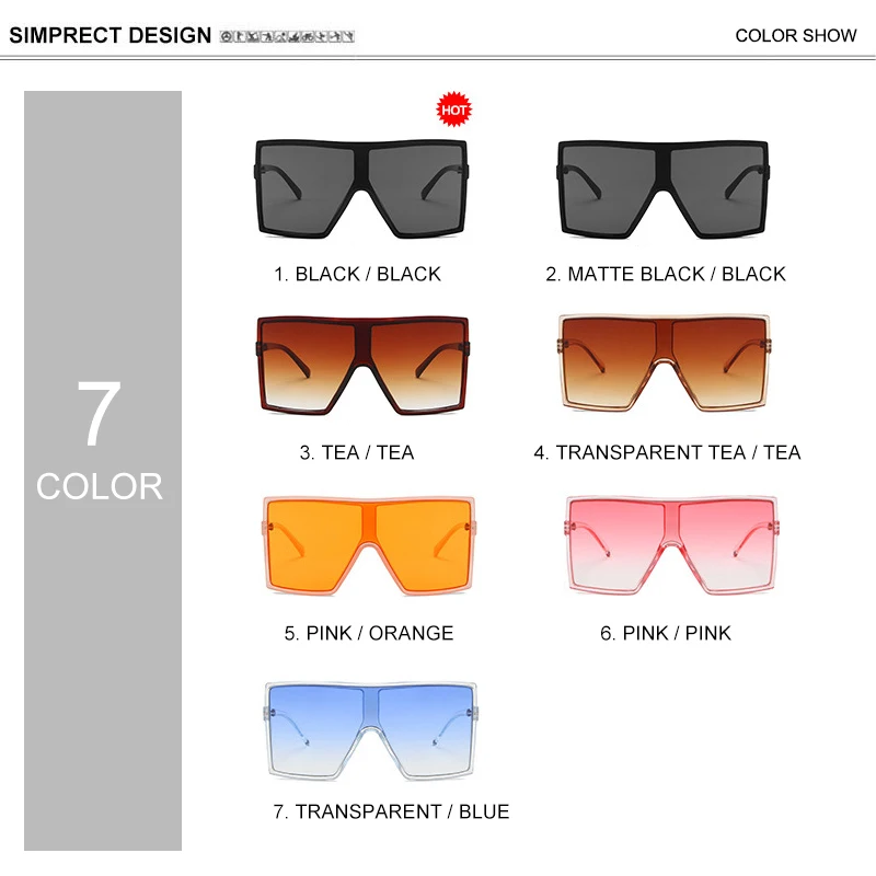 

SIMPRECT Oversized Sunglasses Women 2020 Fashion Gradient One-piece Square Sun Glasses Brand Designer Vintage Shades For Women