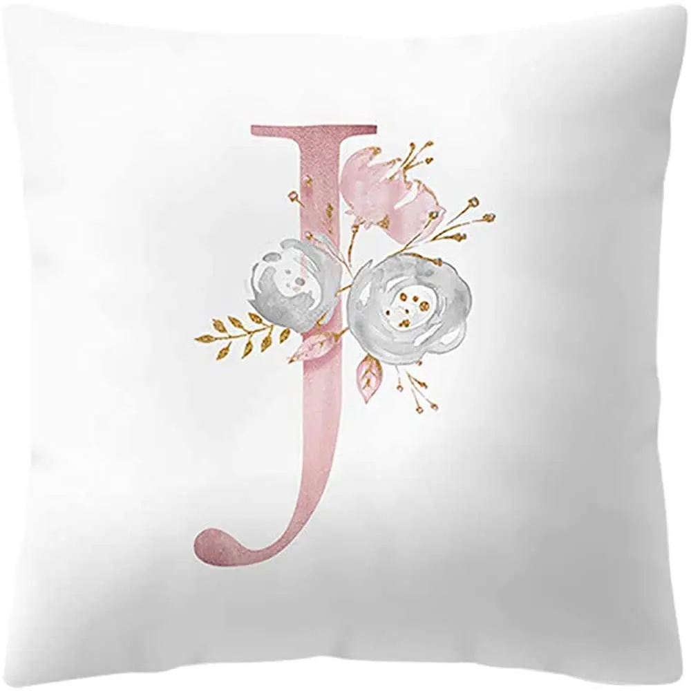 

YanvanPillowcase, Print Throw Pillow Case 45x45 cm Englisch Alphabet Pillow Covers Sofa Car Square Hidden Zipper Closure