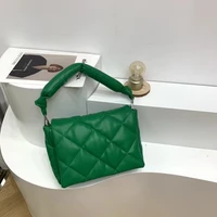 designer padded quilting handbags for women 2021 fashion soft pu women bag luxury lingge shoulder crossbody bags square purse