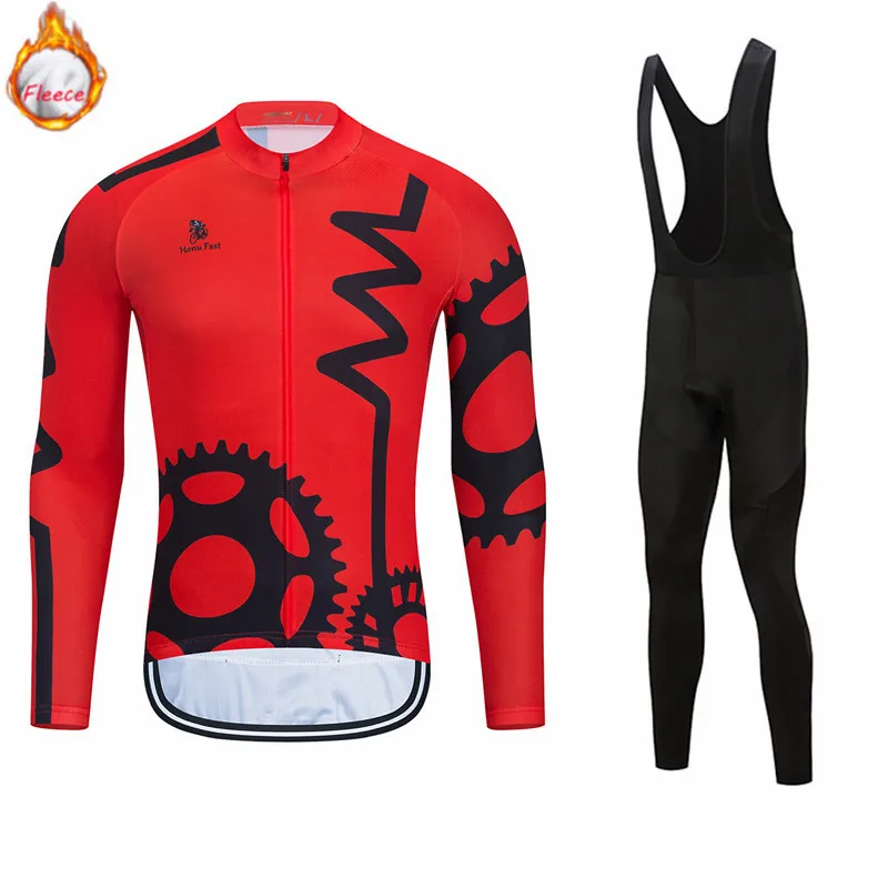 

2021 Winter Thermal Fleece Cycling Set Men's Jersey Suit Sport Riding Bike Clothes MTB Ropa Ciclismo Bib Pants Cycling Clothings