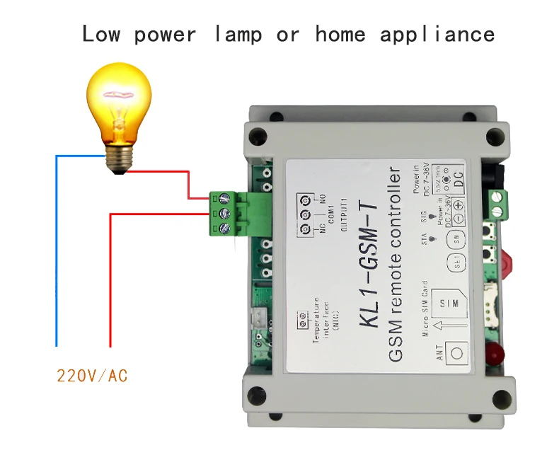 7-36VDC Quad band 850/900/1800/1900 МГц GSM модуль 1 РЕЛЕ GSM удаленный контроль переключатель KL1-GSM-T с 1 метра датчик температуры