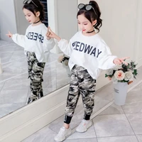 fashion girls fall outfits long sleeved t shirt pants 2pcs sets children clothing 4 6 8 10 12 year teen clothes set spring 2021