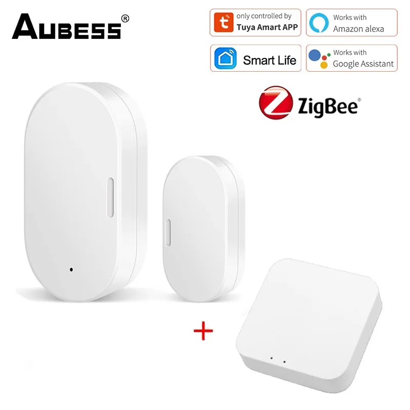 

Tuya Smart ZigBee Window Door Sensor Gate Detector Security Alarm System Smart Life App Work With Zigbee Hub Alexa Google Home
