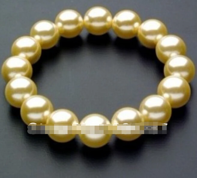 908 + чудесный Южно 12 мм желтый морской жемчужный браслет|Браслеты с шармами| |
