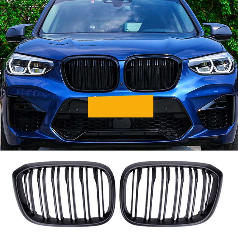 

Car Glossy Piano Black Front Hood Kidney Grille Grill For-BMW X3 G01 X4 G02 2018-2021