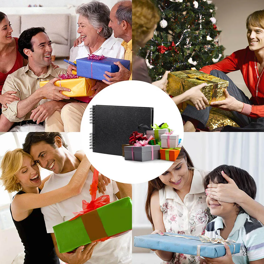 

Photo Albums 80 Black Pages Memory Books A4 Craft Paper DIY Scrapbooking Picture 12 Marker Pens Wedding Birthday Childrens Gift