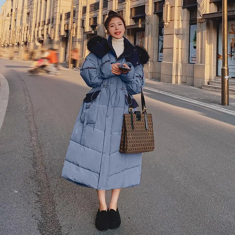 

Women's Winter Coat Long Fashion Jacket Female 2021 Hooded Cotton Stitching Ladies Cloak Thickened Personality Casual Clothing