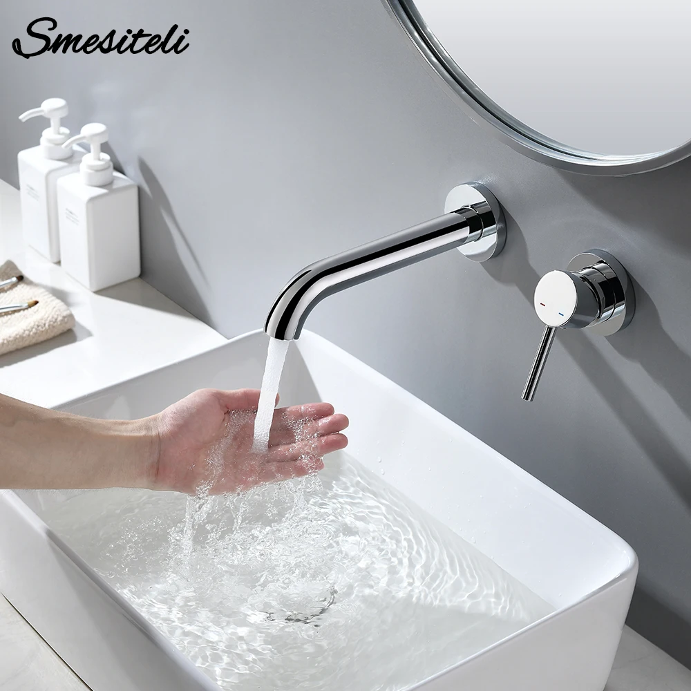 Хромированный и черный настенный латунный смеситель с одной ручкой двойным