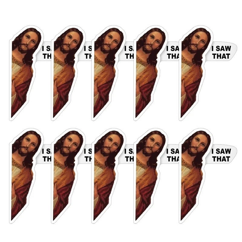 

10Pcs Funny I Saw That Jesus Car Stickers Decals Waterproof Vinyl Stickers For Laptop Luggage Water Bottles Skateboard Sticker