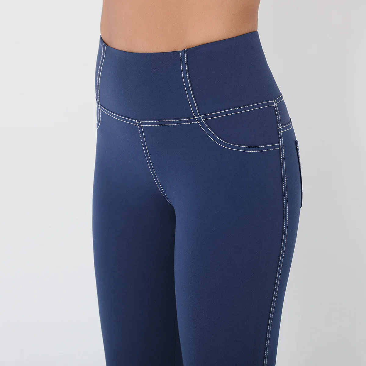 

High Waist Pocket Leisure Seamless Tights Denim Tights Women's Sportswear Fitness Yoga Pants Sexy Push Up Exercise Leggings