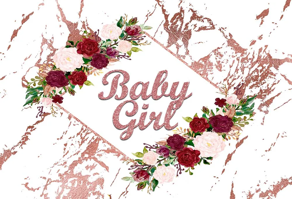 Виниловый фон для фотостудии с изображением красной розы и мраморной стены