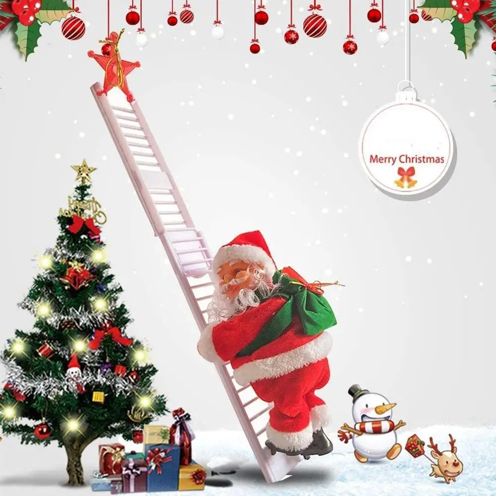 Christmas Santa Claus Electric Climb Ladder Hanging Decoration Tree Ornaments New Year Xmas Party Decor Kids Gifts | Дом и сад